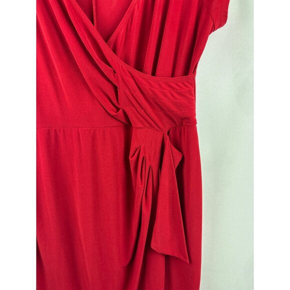 Tiana B. Red V-Neck Draped Dress PS - Picture 3 of 5